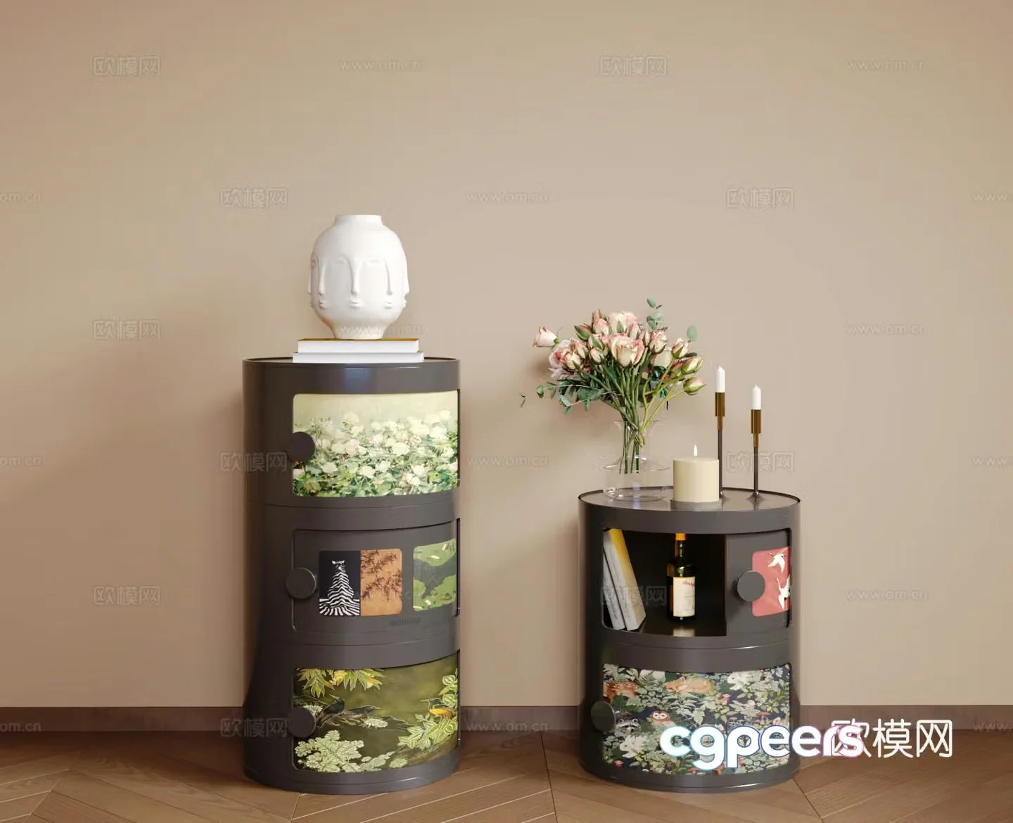 Medium retro bedside table 3d model