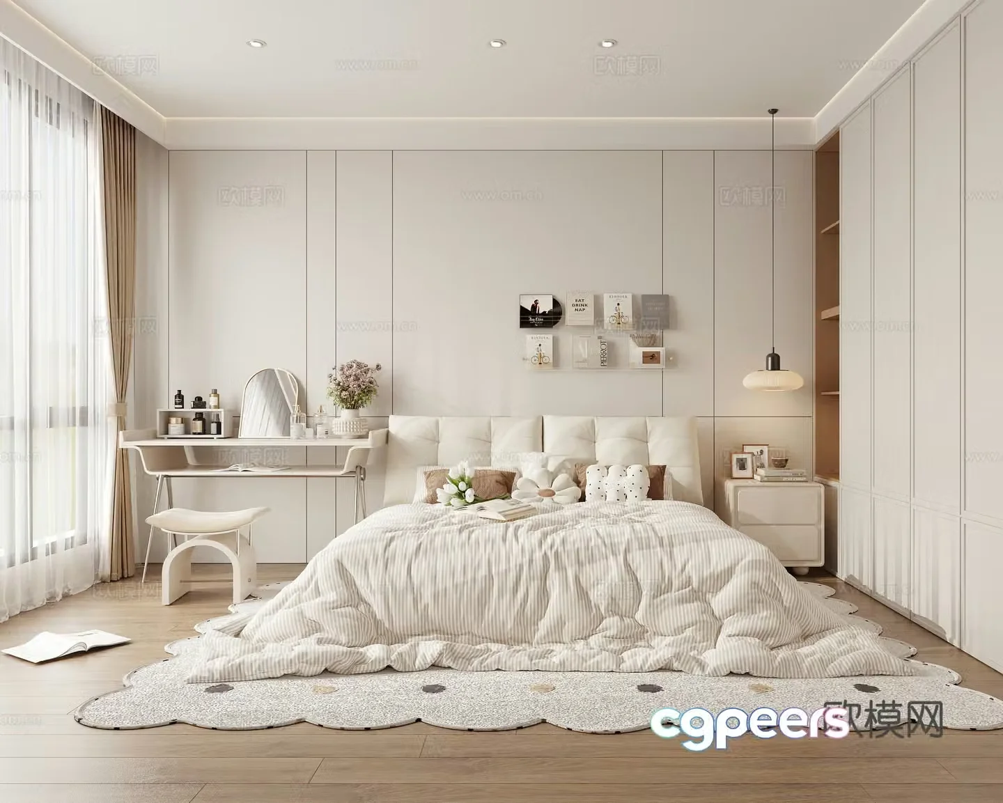 Creamy Bedroom Master Bedroom 3D Model