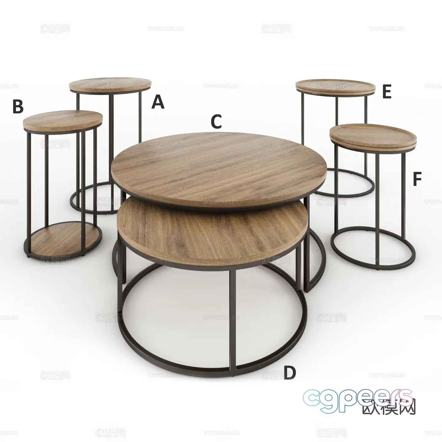 Wabi-sabi corner table round table side table table table 3D model