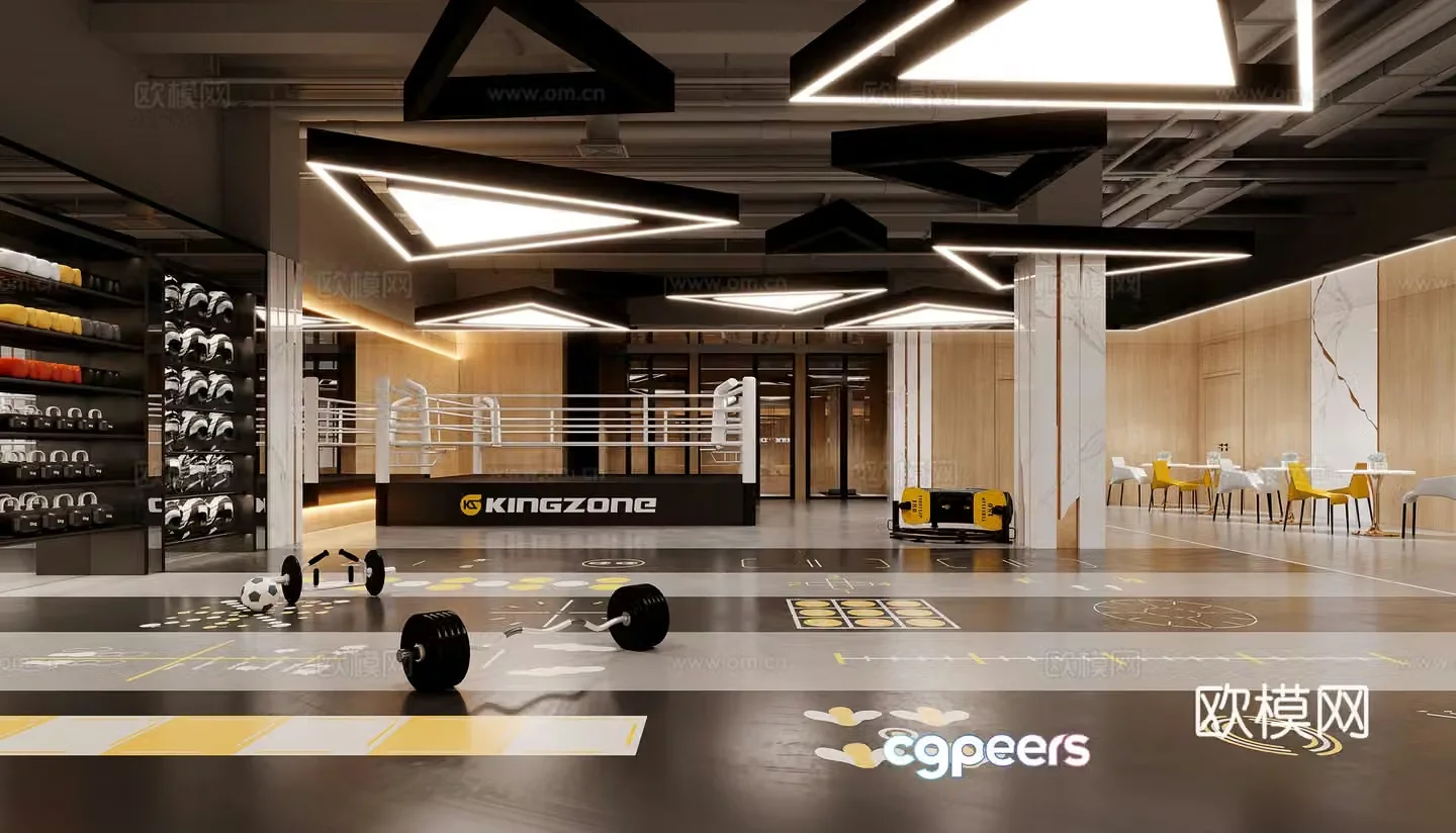 Modern physical exercise room 3d model