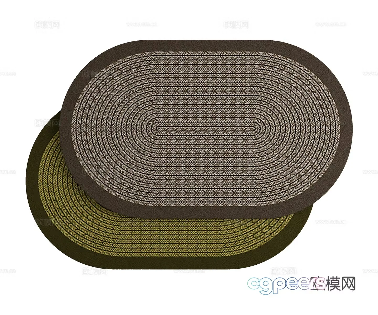 Medium vintage maillard color oval carpet 3d model