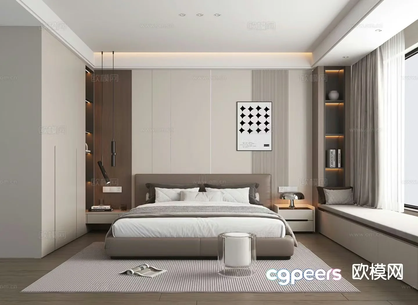 Modern minimalist bedroom master bedroom 3d model