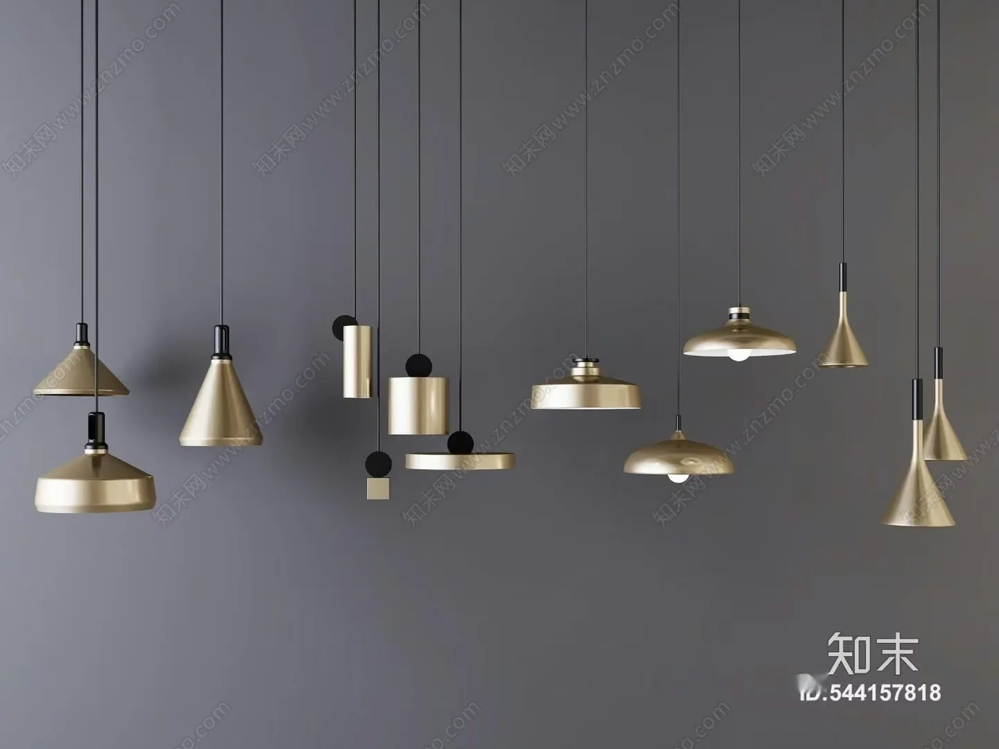 Gold Light Fixtures 3D Model – 5535 – VRAY Render