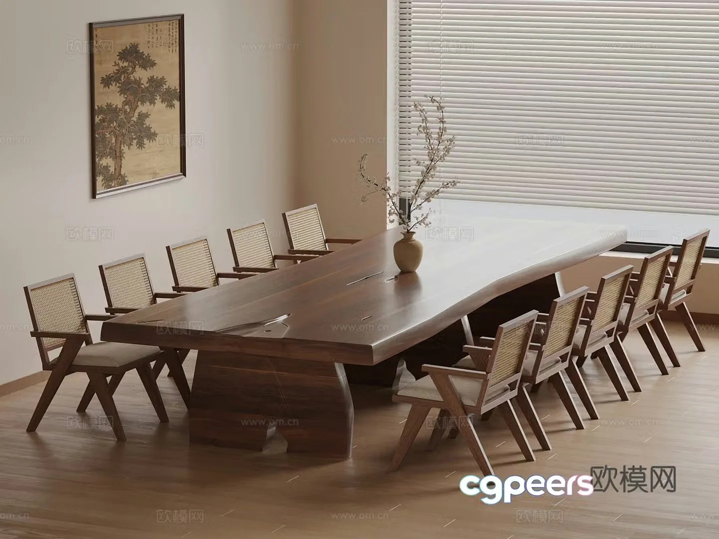 New Chinese conference table vase hanging painting 3d model