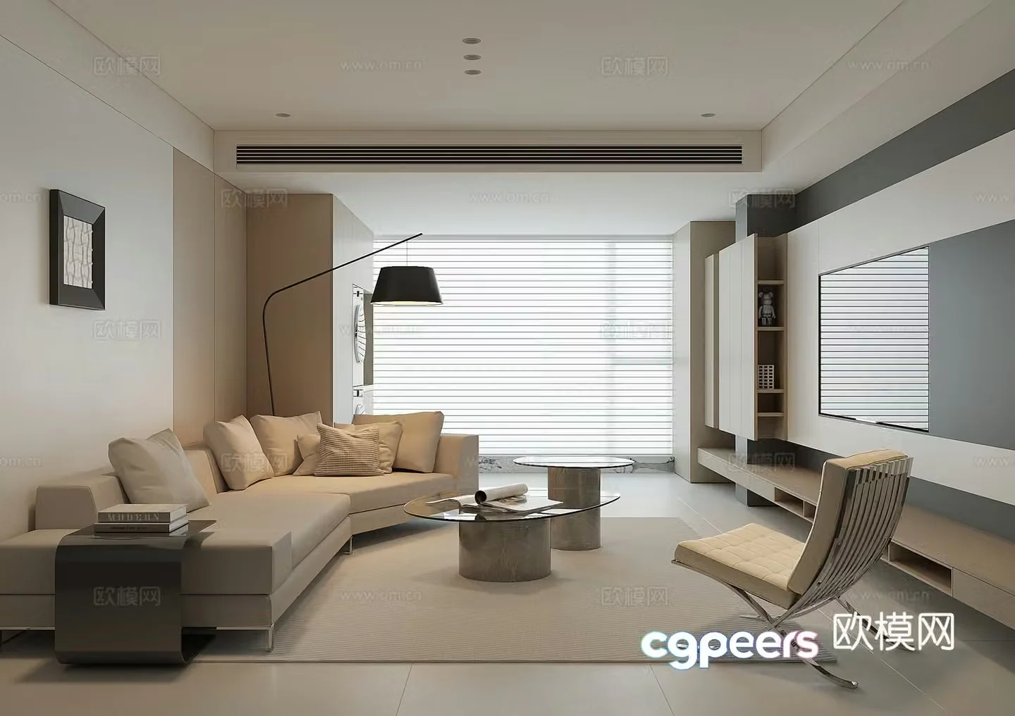 Modern home living room 3d model