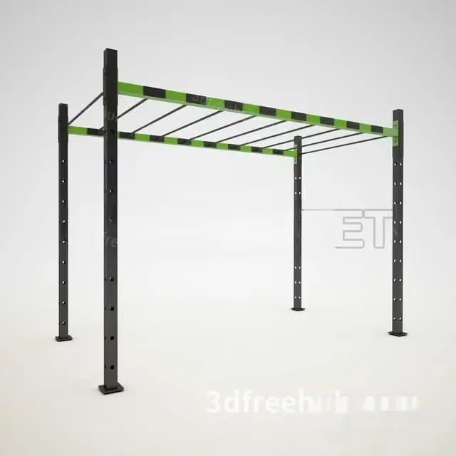 A 3D Rendering Of A Green And Black Monkey Bar Structure 3D Model – 19594 – VRAY Render