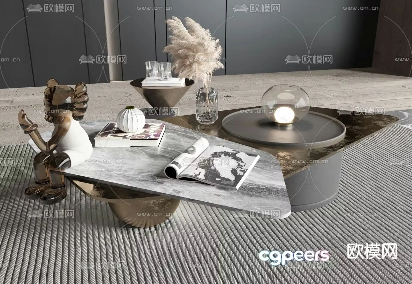 Poliform modern metal coffee table 3d model