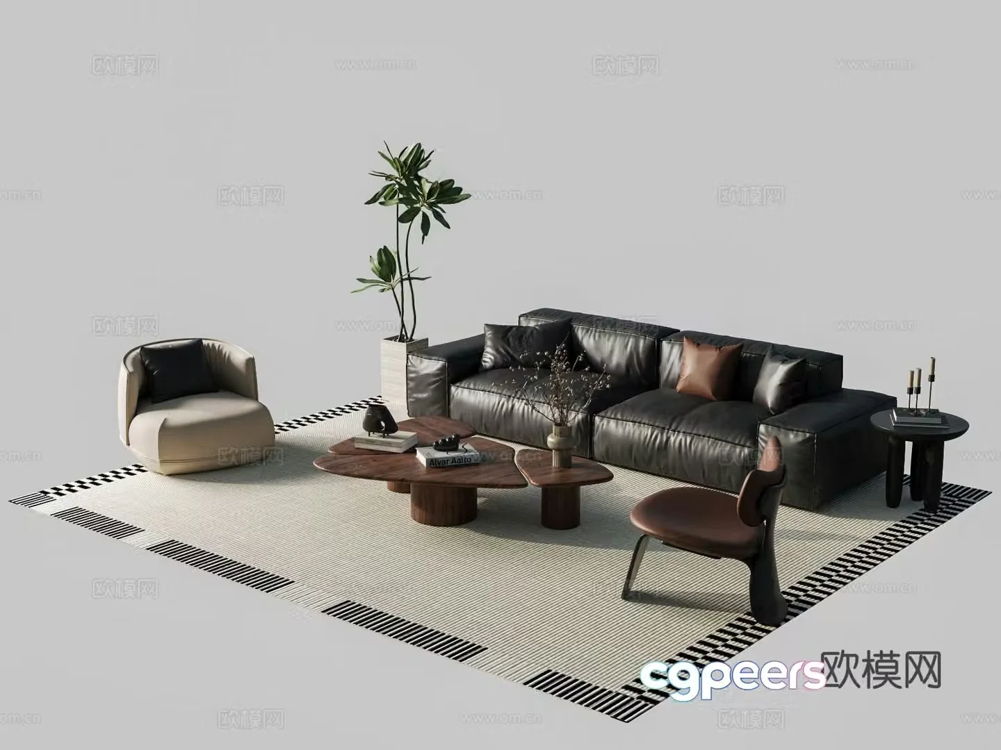 Italian sectional sofa 3d model