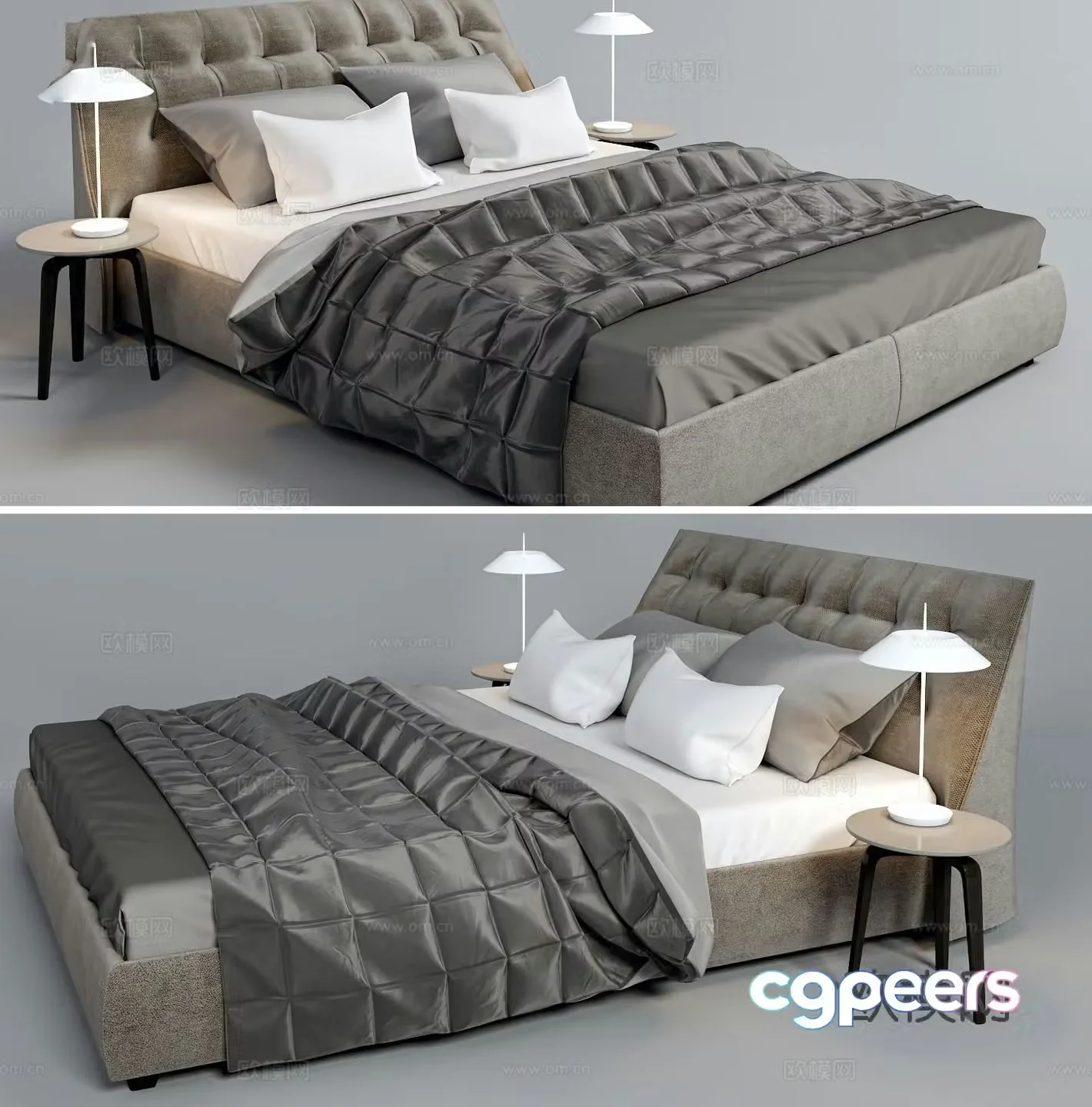 Modern double bed 3d model