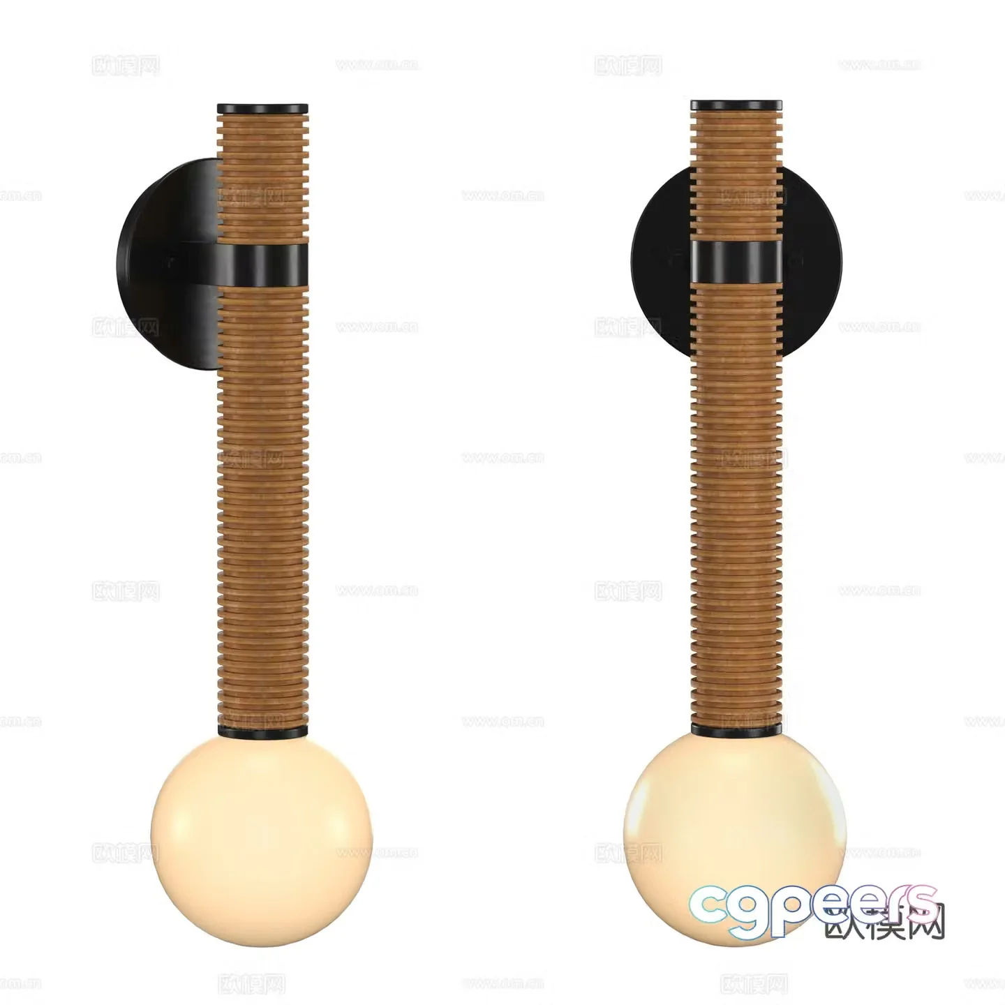 New Chinese style Chinese style ancient rattan decorative wall lamp 3D model