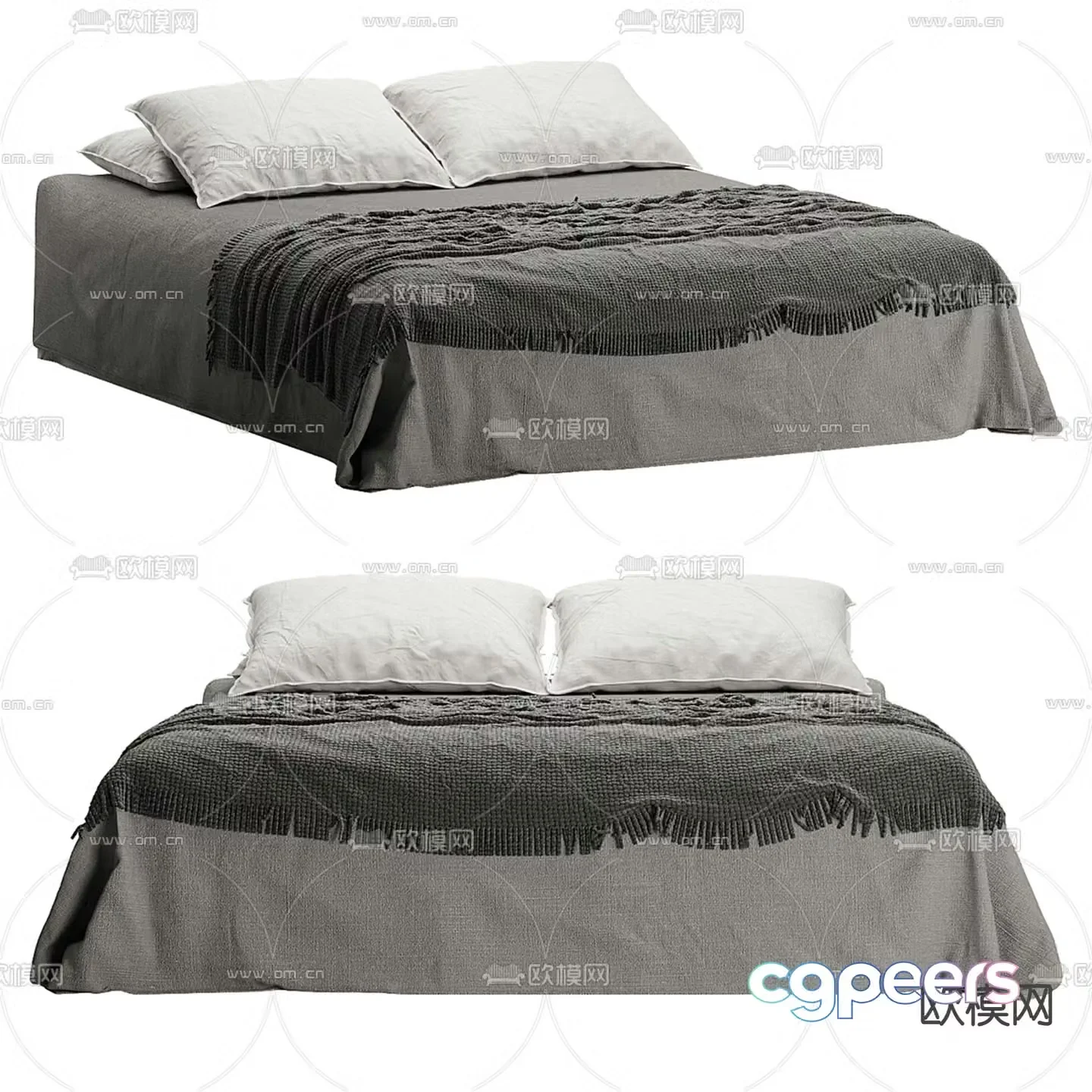Modern fabric double bed 3d model