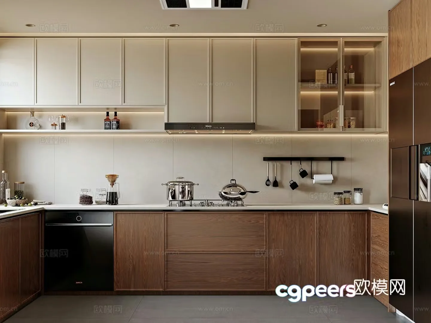 New Chinese style home kitchen 3D model