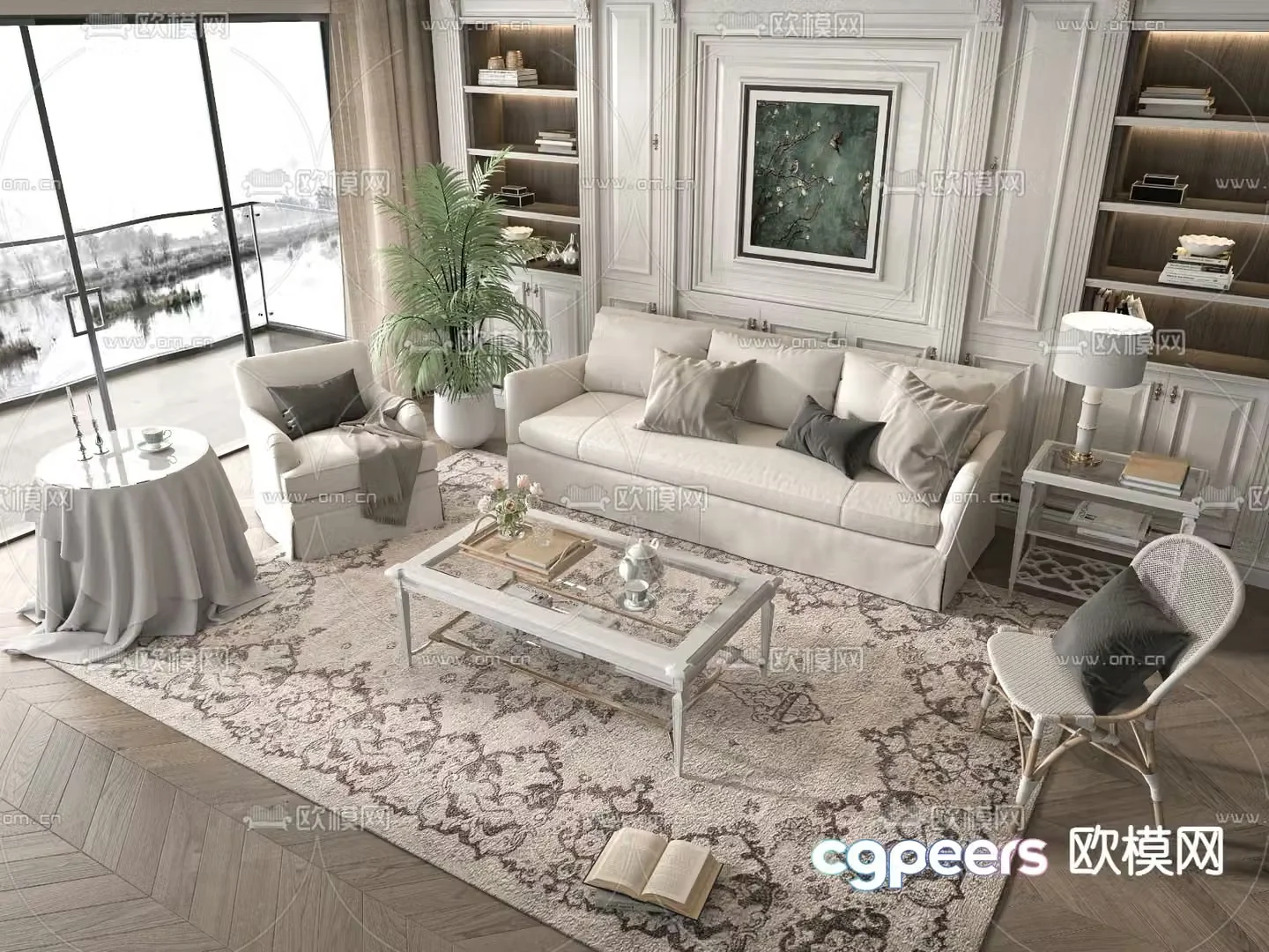 French sectional sofa 3d model