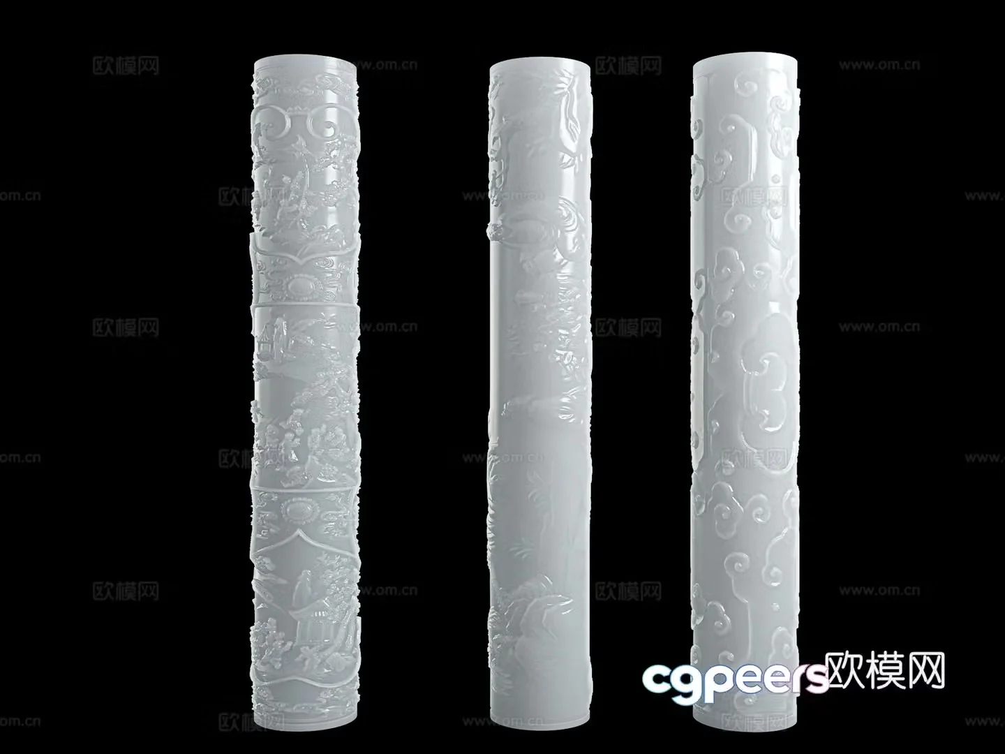 Relief column dragon relief column circular relief column totem column jade relief column jade pillar medium 3D model