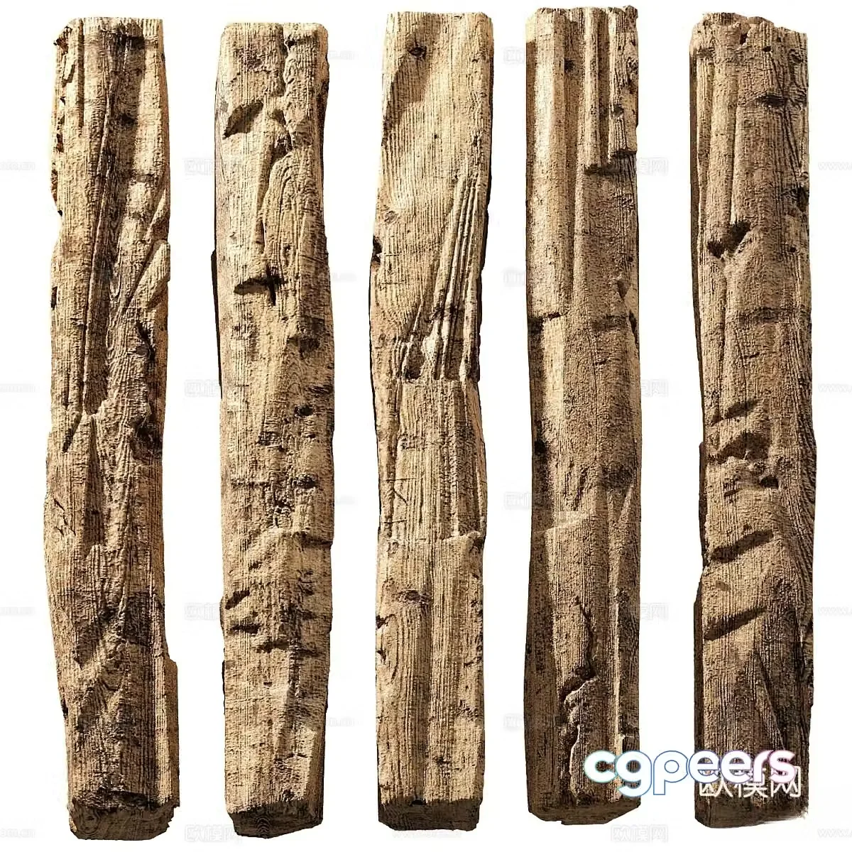 New Chinese style pillar old wood old wood 3d model