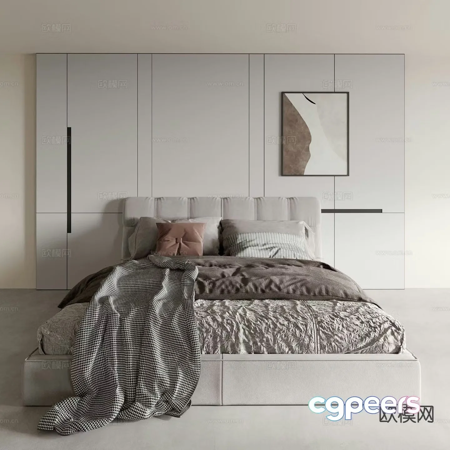 Modern double bed 3d model