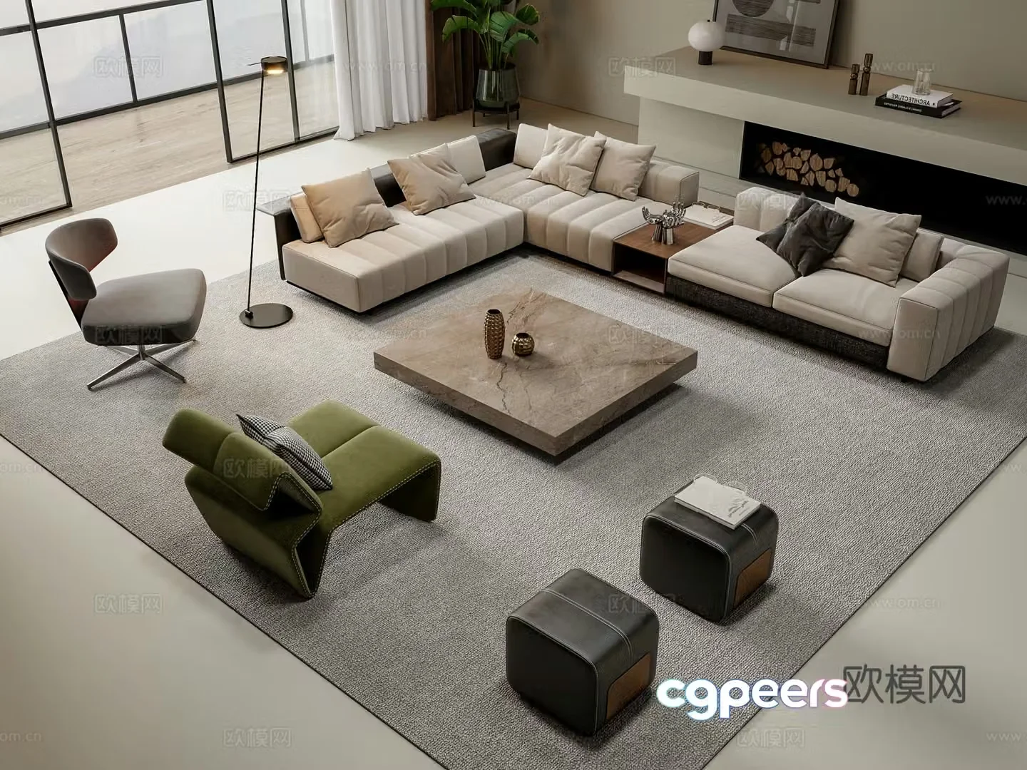 Modern modular sofa corner sofa 3d model
