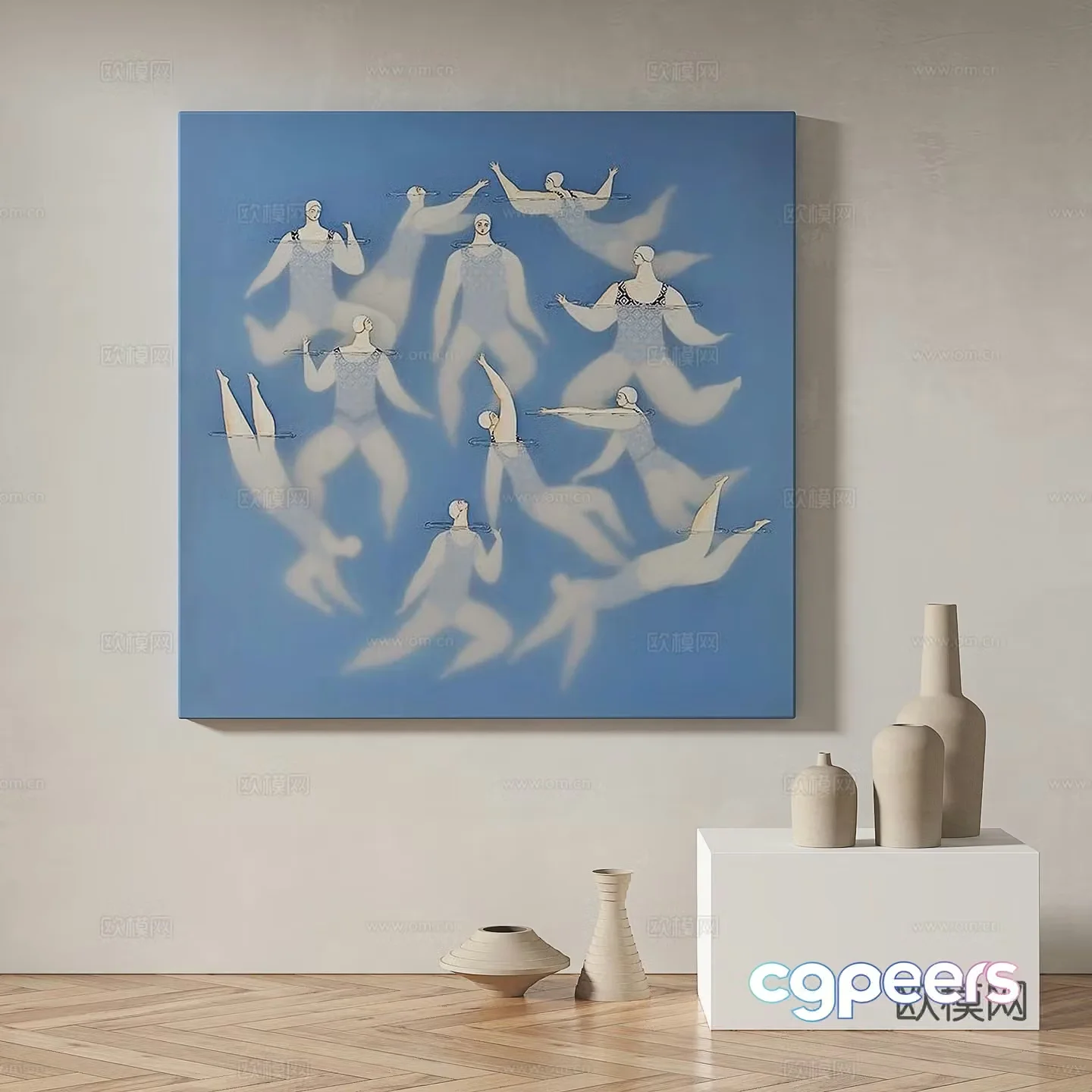 Modern minimalist abstract decorative painting 3d model