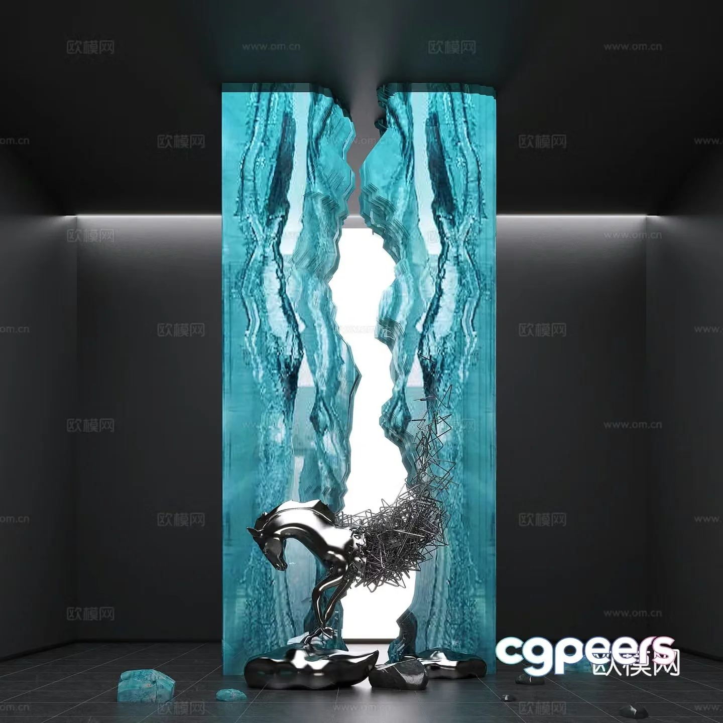 Modern crystal stone installation Crystal stone art installation 3d model