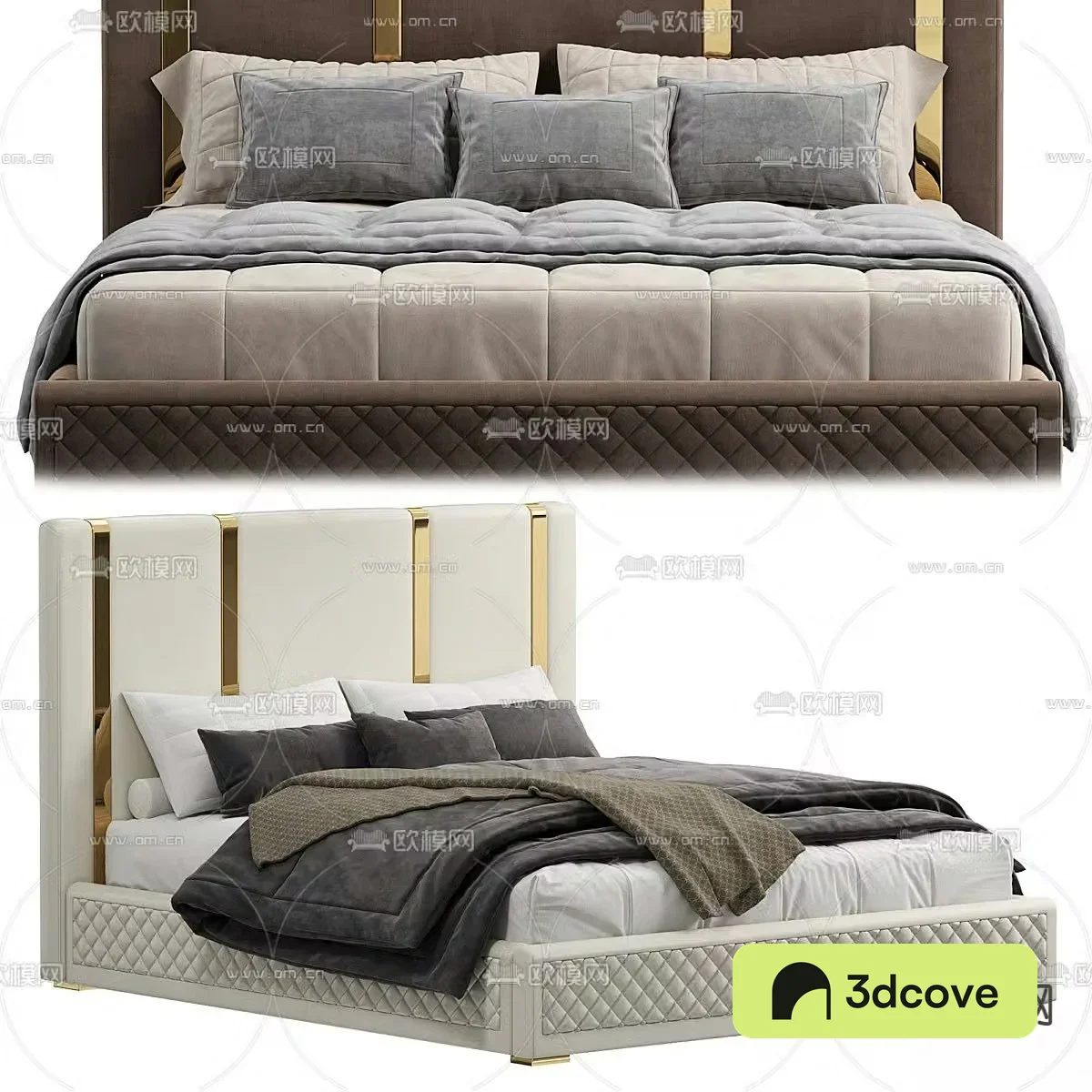 Light luxury double bed golden bed