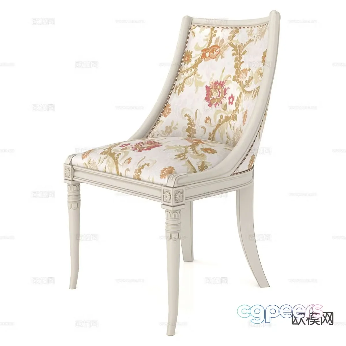 French simple dining chair chair single chair 3d model
