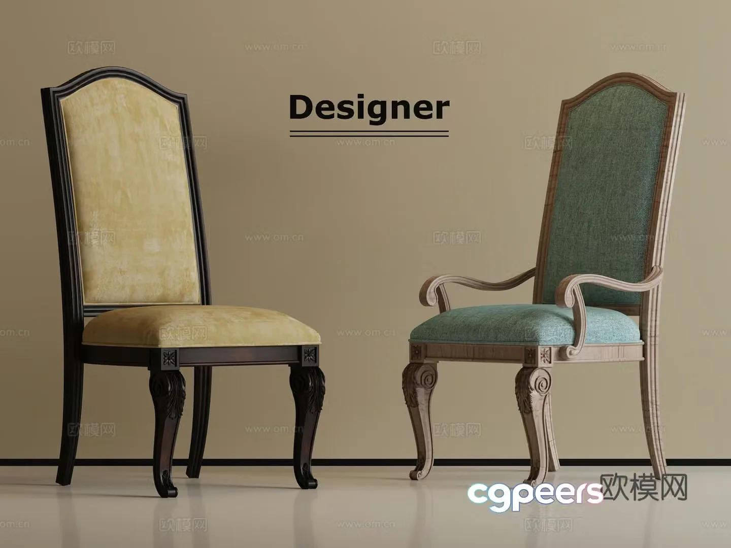 American single chair dining chair 3d model