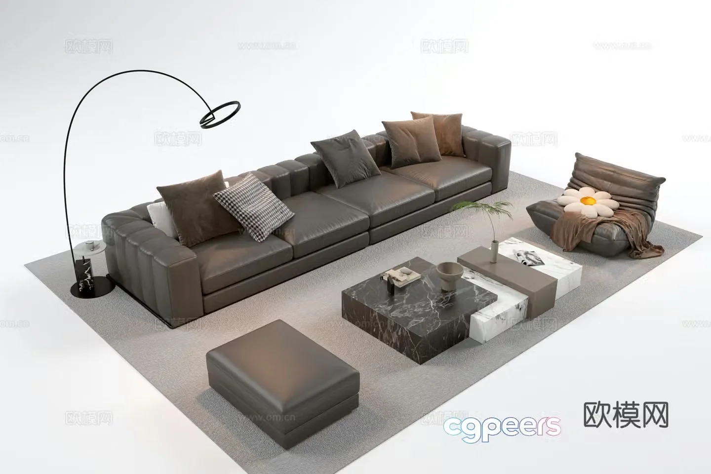 Italian sectional sofa 3d model