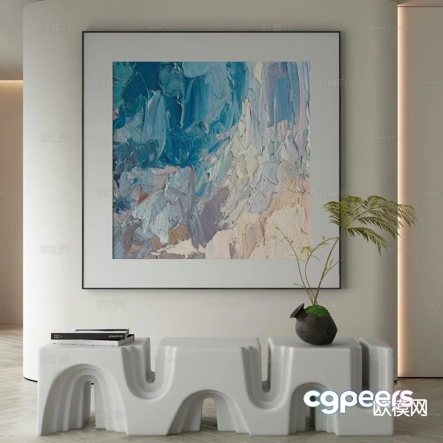 Modern oil painting watercolor hanging painting decorative painting 3D model