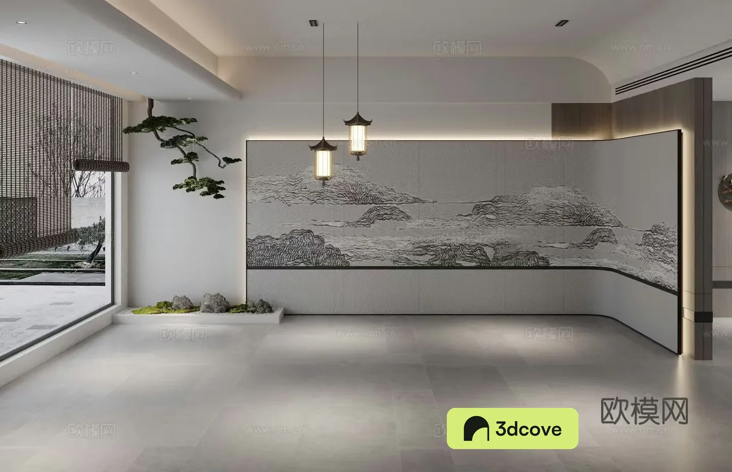 New Chinese style background wall artistic conception restaurant background wall