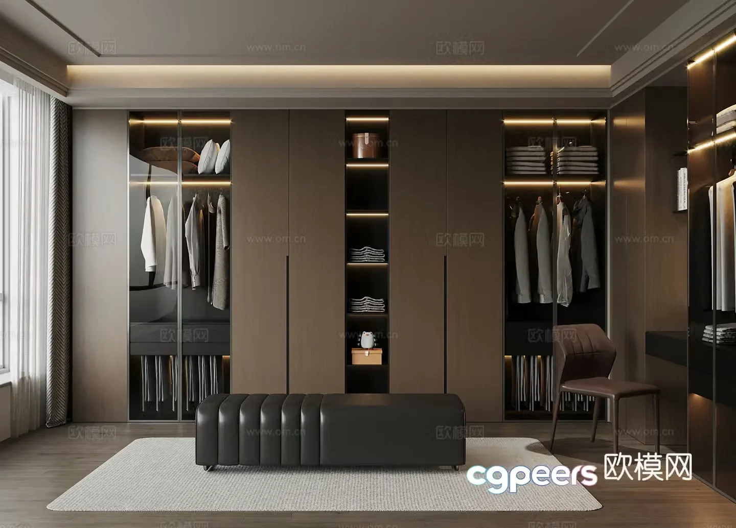 Modern Italian cloakroom Wardrobe Dressing table_Build 3D model