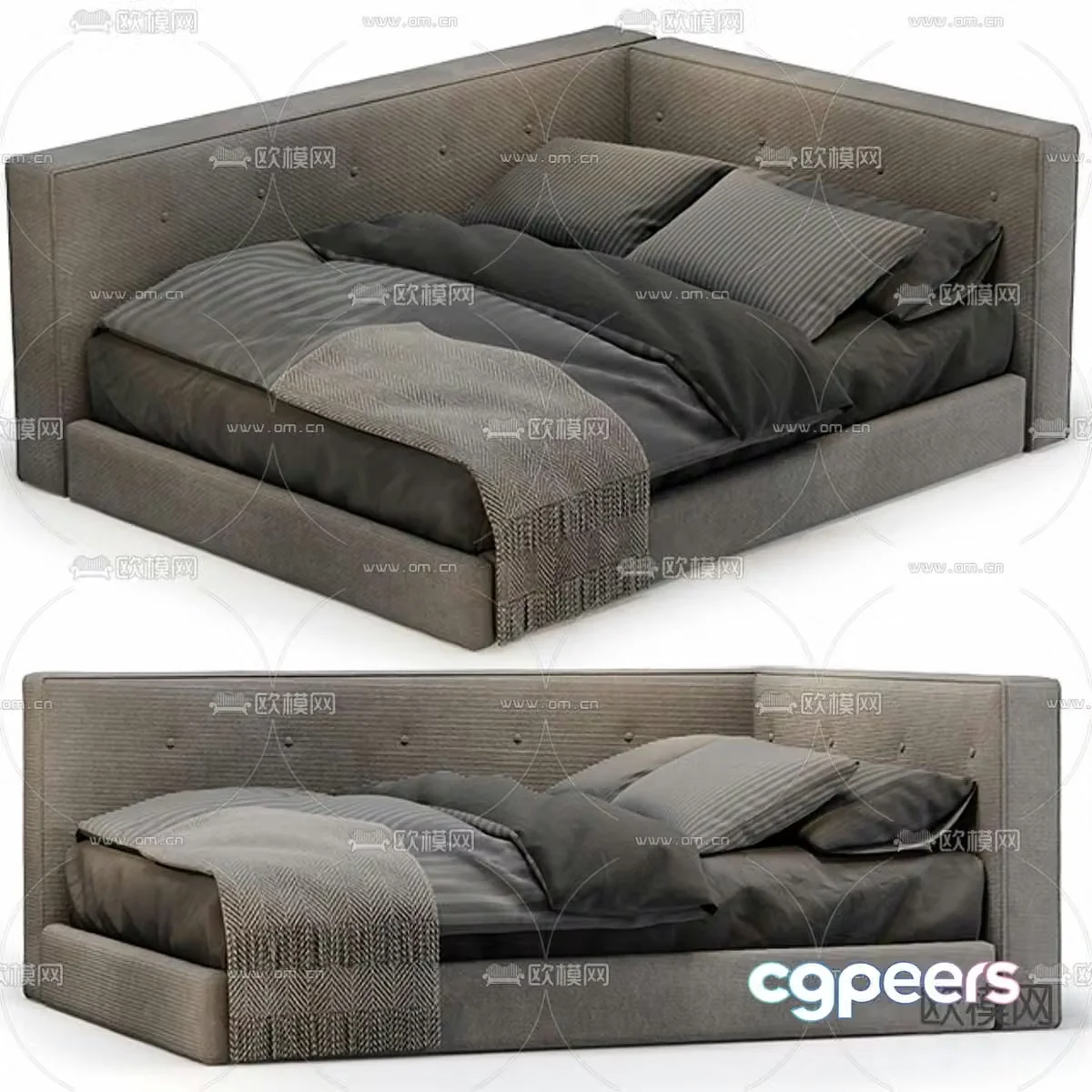 Lounge Platform Corner Bed double bed 3d model