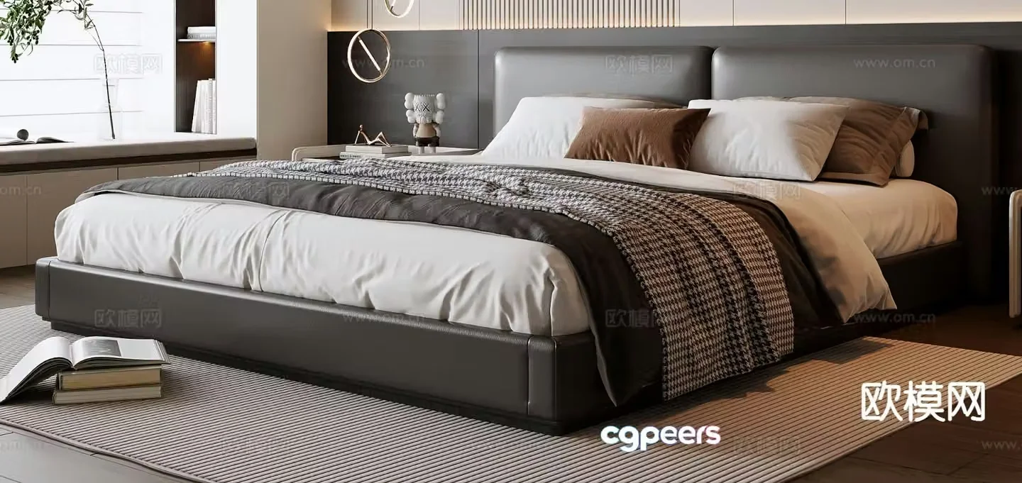 Italian double bed 3d model