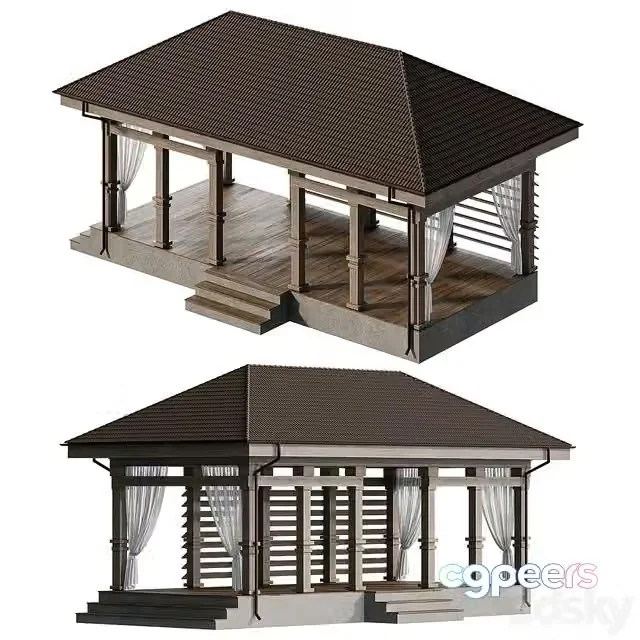 3ds Max Free – Gazebo with curtains