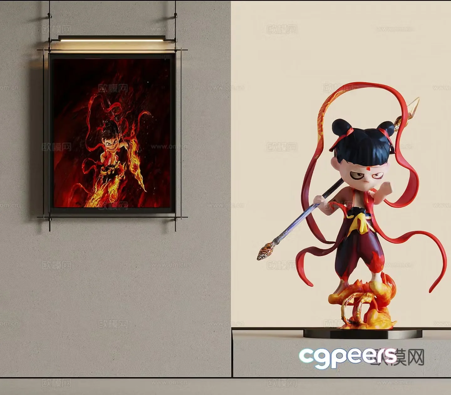 25 Nezha Character ornaments Decorative painting 3D model