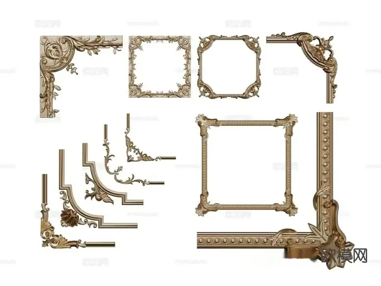 Gold Decorative Frames 3D Model – 20966 – CORONA Render