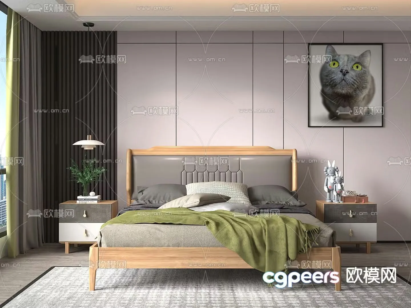 Nordic double bed 3d model