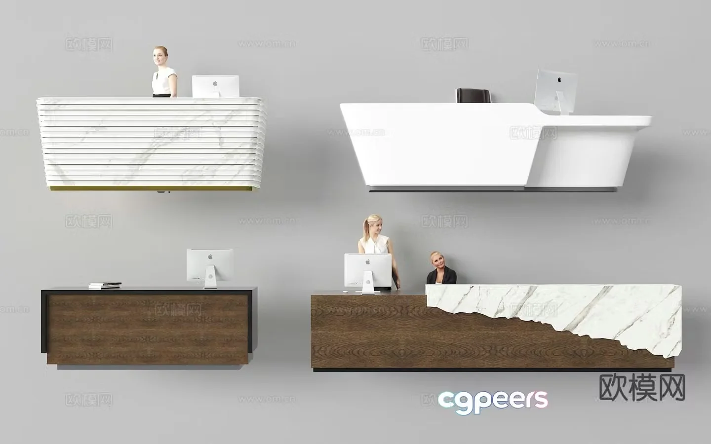 Modern front desk reception desk service desk 3d model