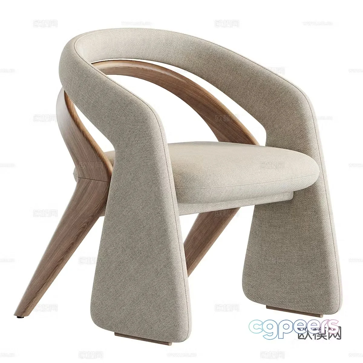 Modern cream style Olga dining chair 3d model