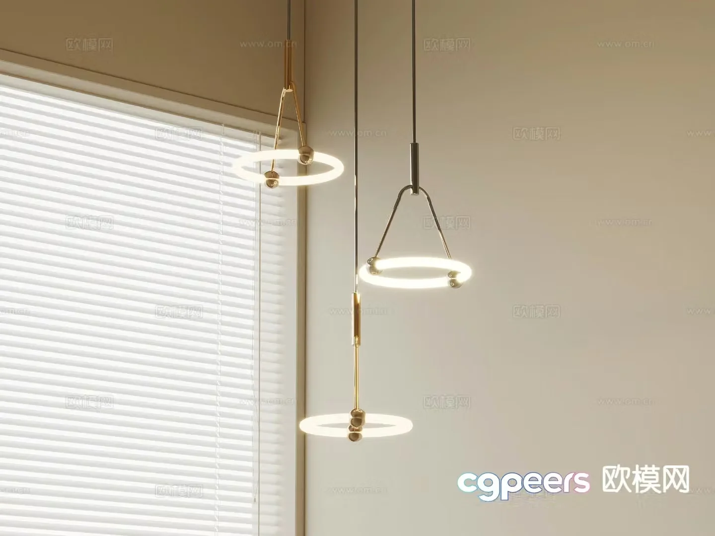 Modern small chandelier fishing line chandelier 3d model