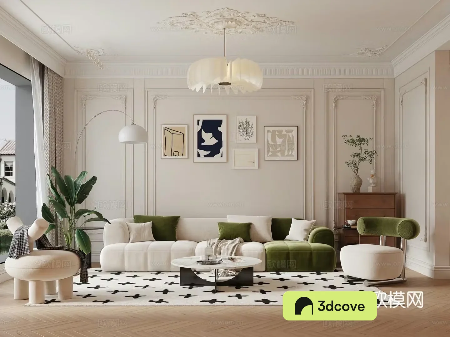 French retro living room French retro sofa coffee table combination