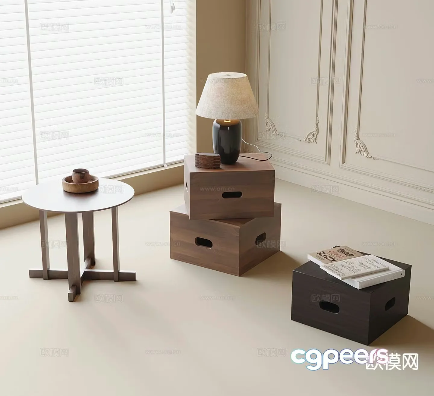 Modern side table angle table 3D model