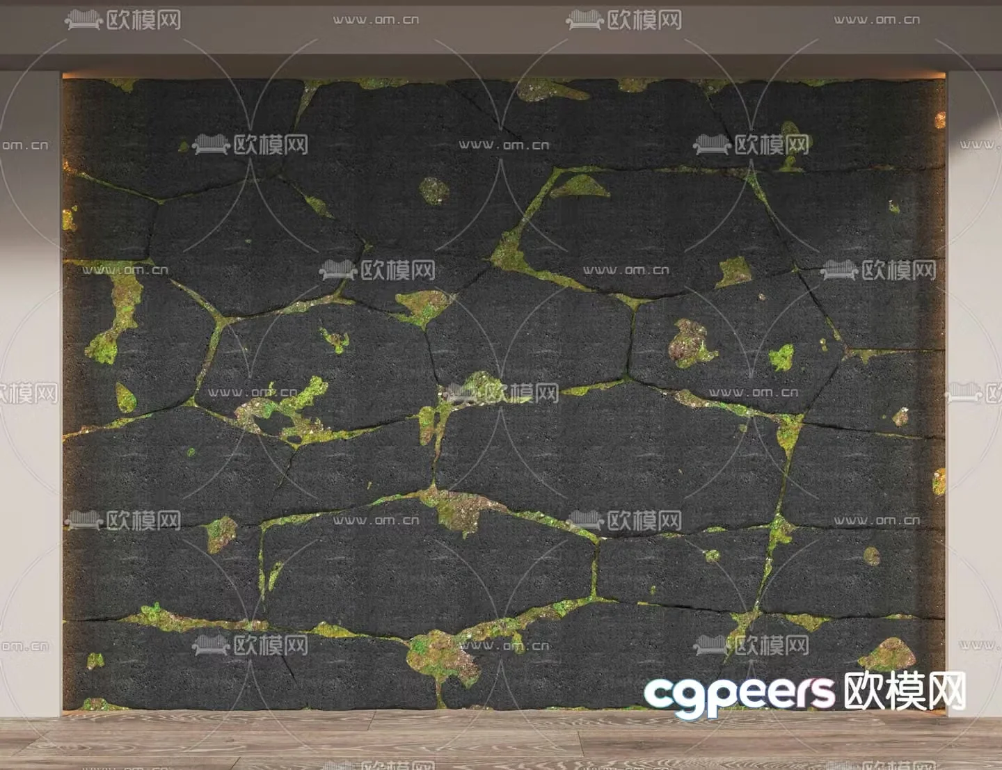 Rock wall background wall plant wall 3d model