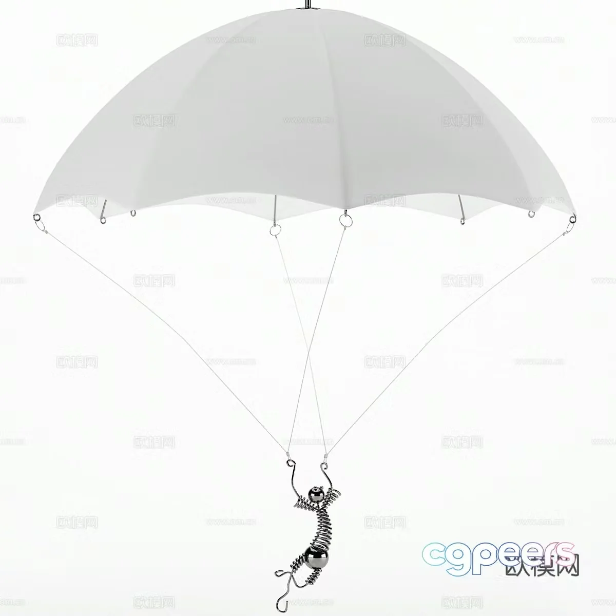 Modern children’s parachute decorative chandelier 3d model