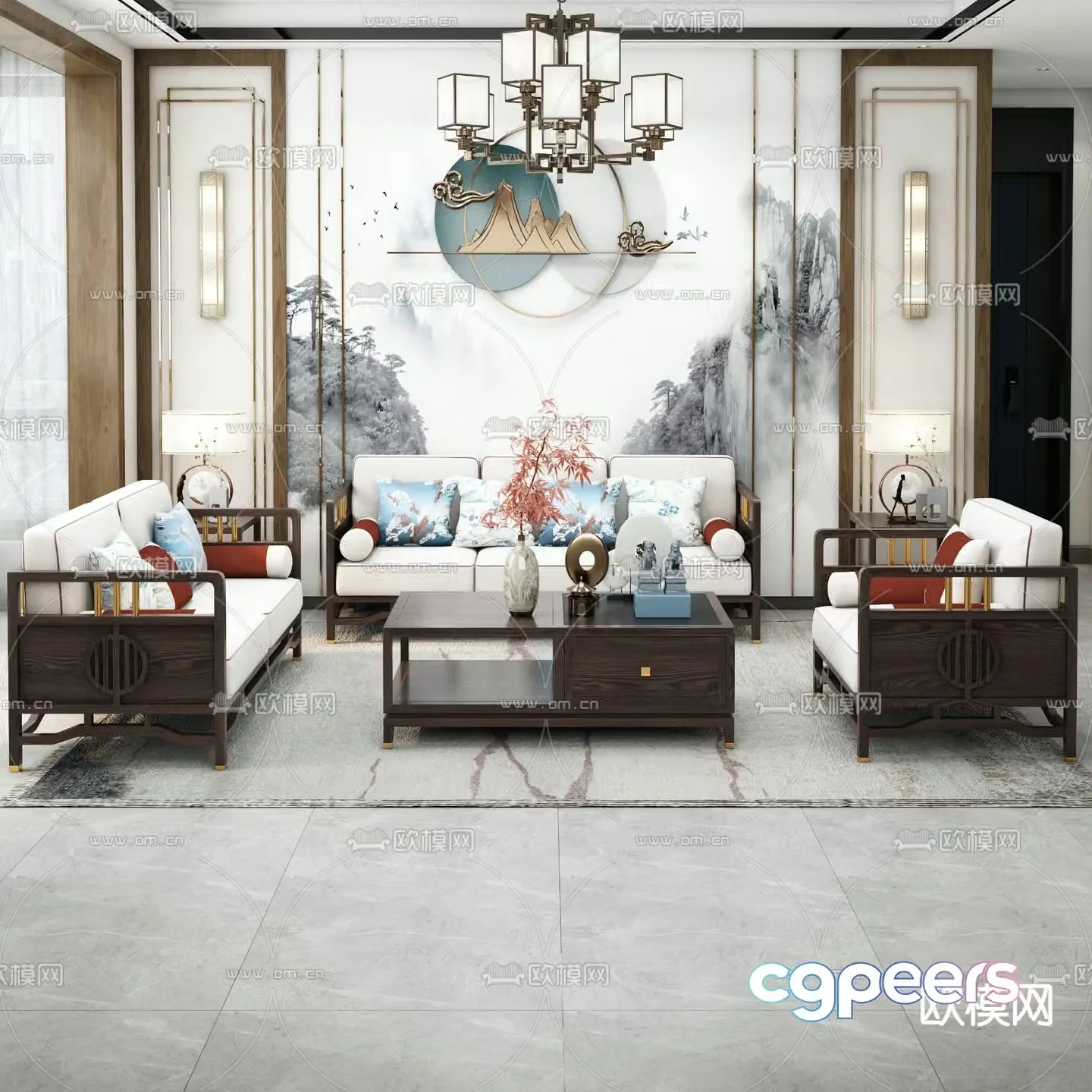 New Chinese living room 3D model
