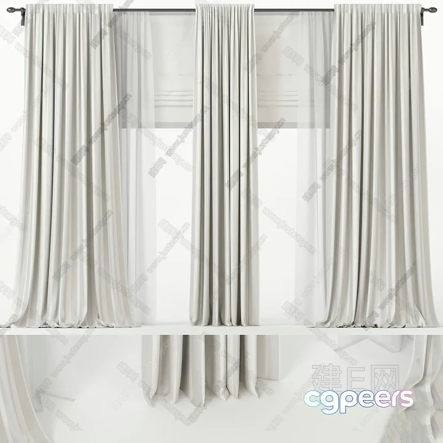 White Curtains 3D Model – 10372 – VRAY Render