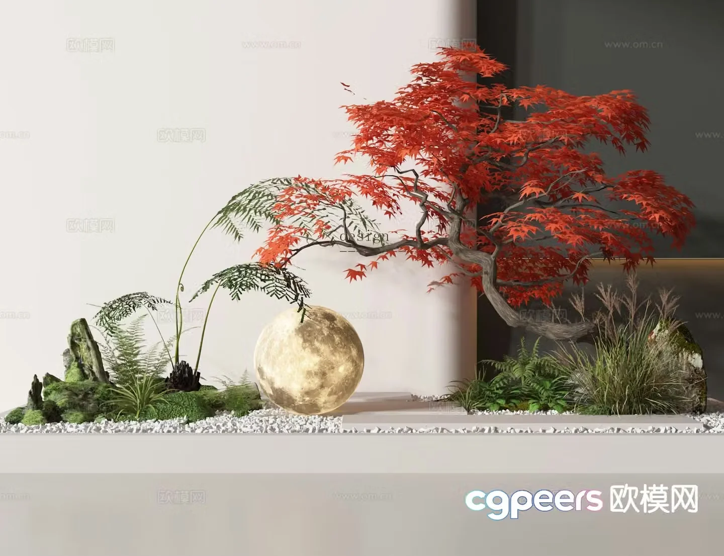 Indoor landscape bib neck tree sketch 3d model