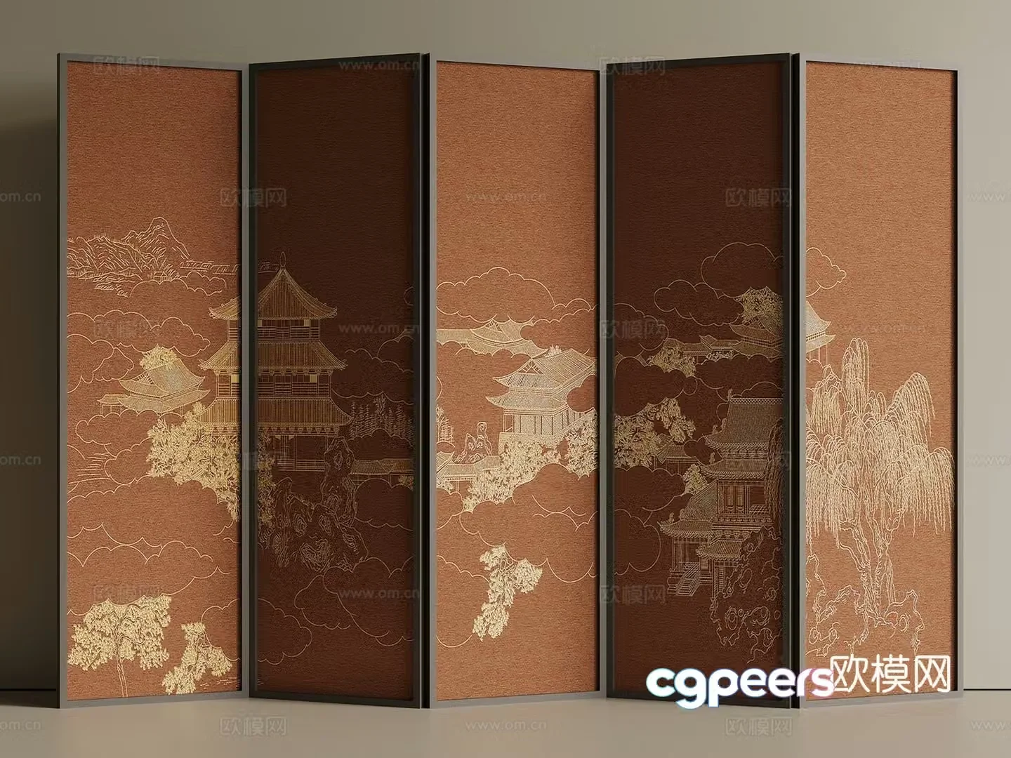 French medieval screen wooden screen 3d model