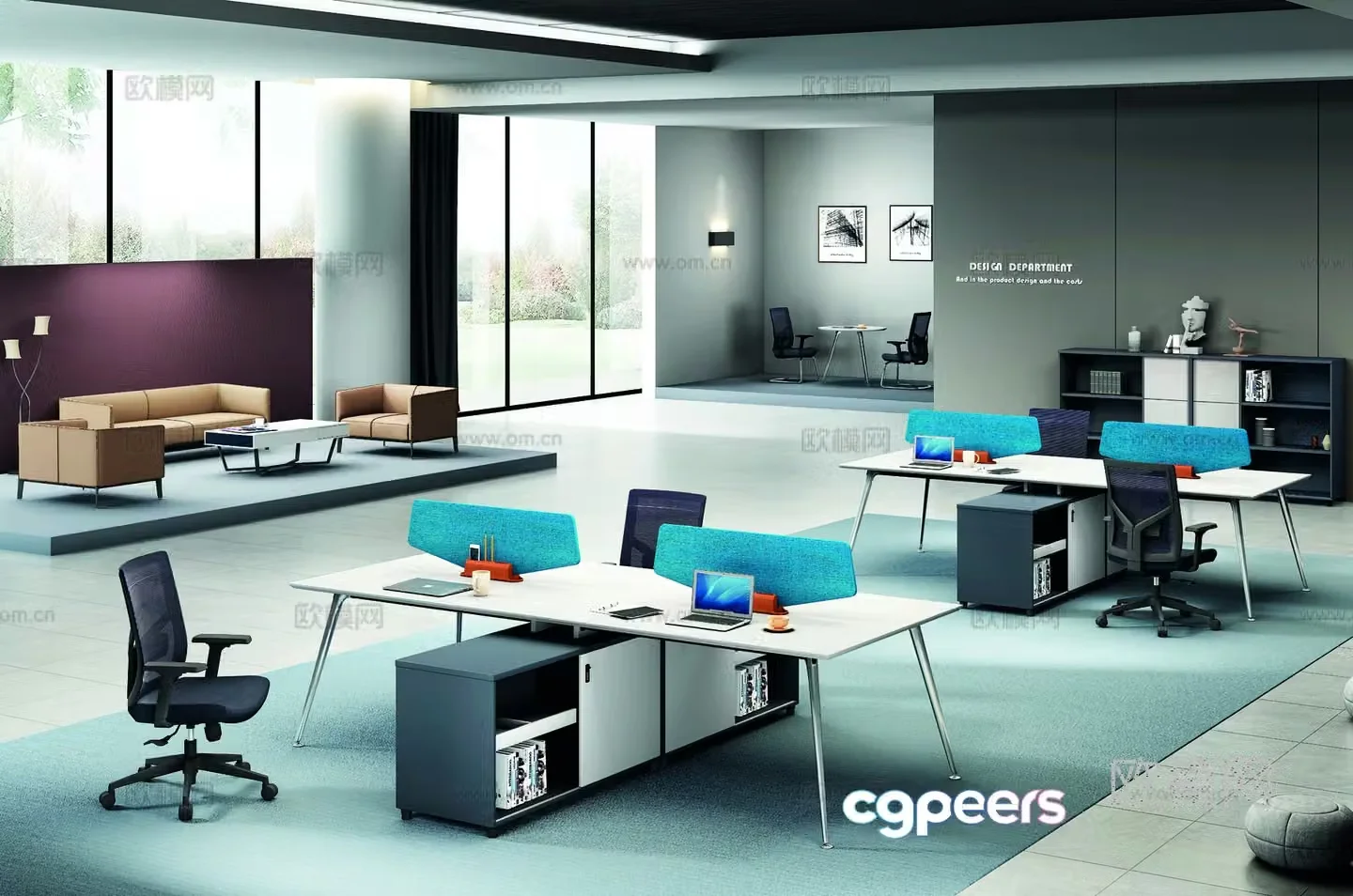 Modern public office 3d model