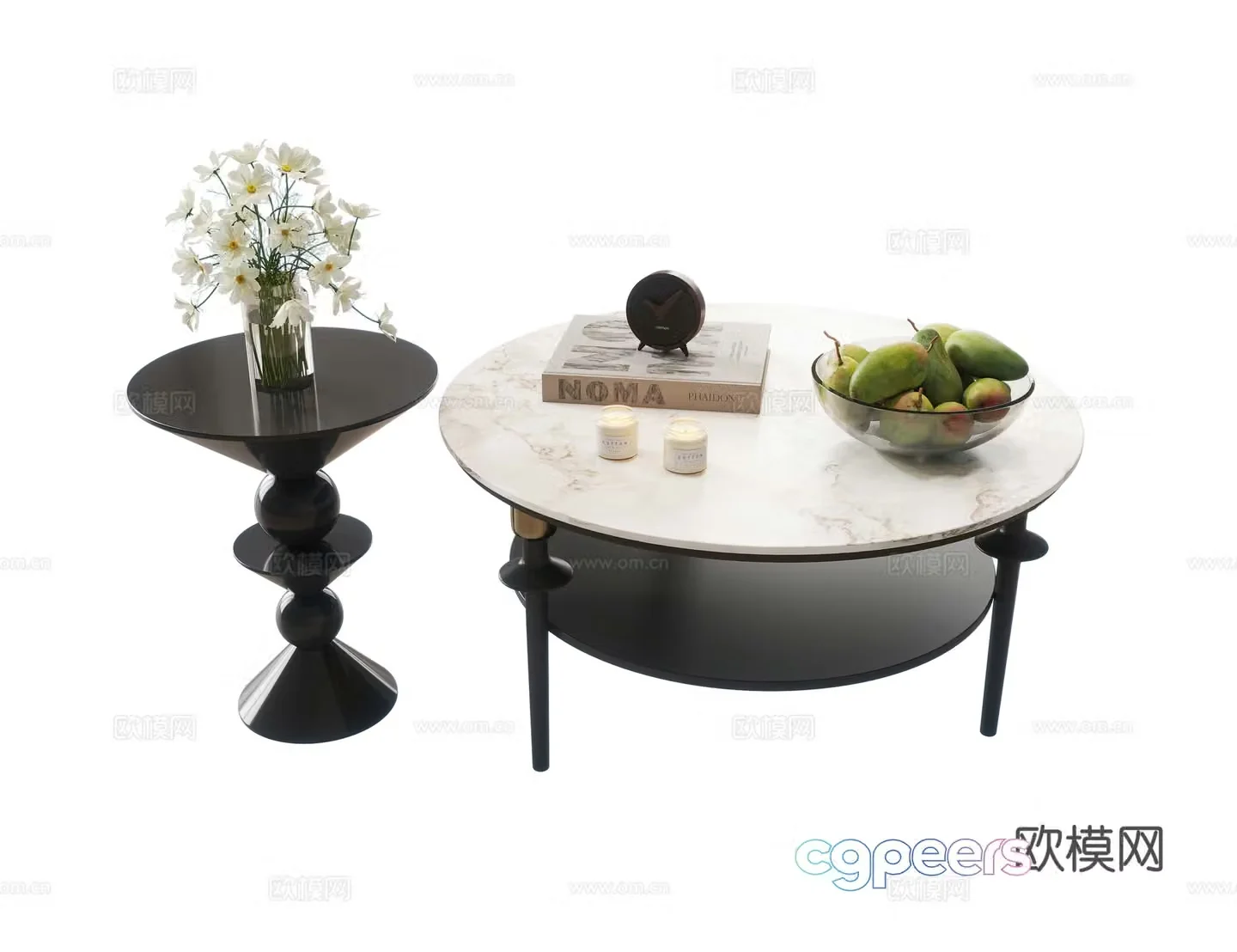Modern Italian coffee table round coffee table marble coffee table letter coffee table coffee table combination 3D model