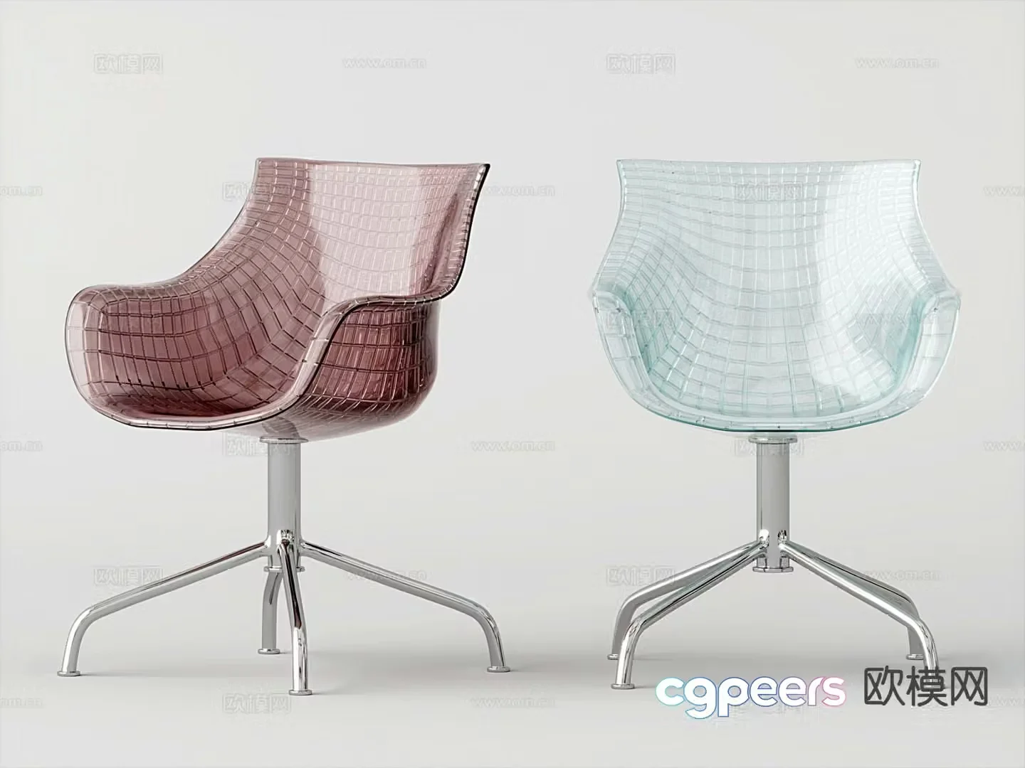 Modern office chair acrylic swivel chair 3d model